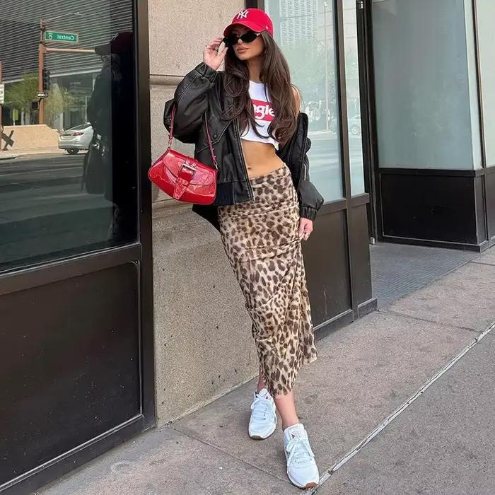Nouvelle jupe taille haute personnalisée à imprimé léopard style Spice Girl pour l'automne 2026