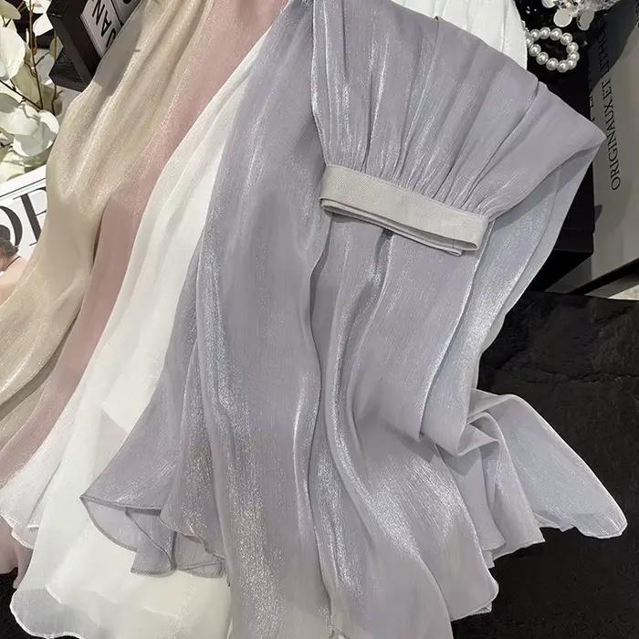 Jupe élégante en mousseline de soie pour femmes, nouveau Style d'été, jupe en maille fluide haut de gamme, Slim, taille haute, jupe trapèze, 2025