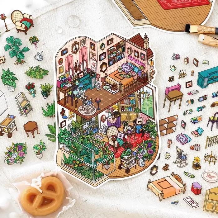 Kawaii Sunshine Coast 3D ma petite maison paysage autocollant bricolage poche cabine scène Halloween jouets pour enfants cadeaux