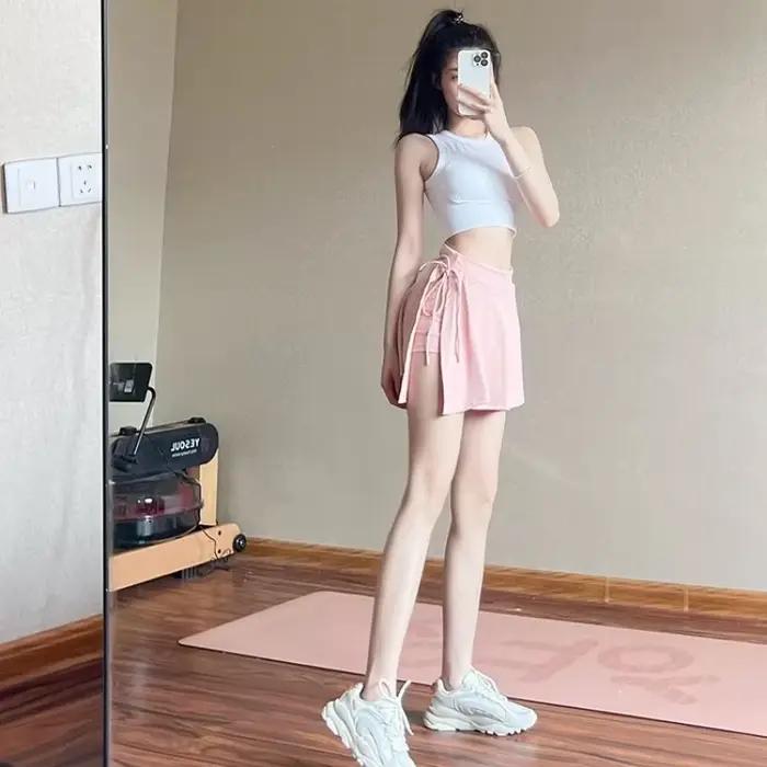 Jupe de sport taille haute pour femme, short de yoga, faux deux pièces, vêtements d'extérieur, polyvalent, décontracté, mode, été, 2024