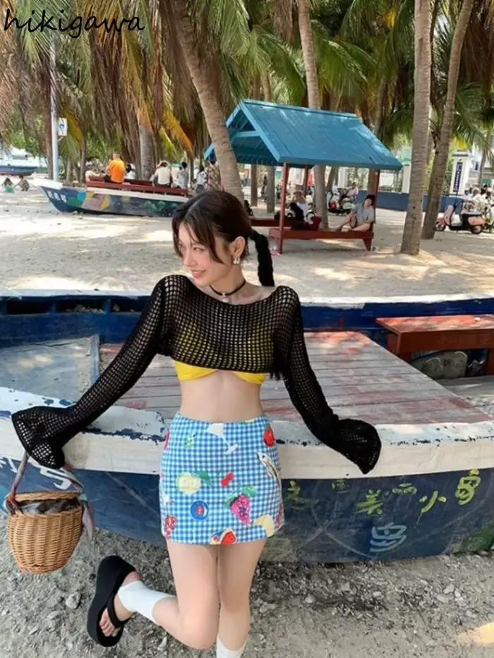 Imprimer Mini jupes pour femmes douce tunique douce Saia taille haute mode été Jupe 2025 Faldas Mujer De Moda coréen moulante Jupe