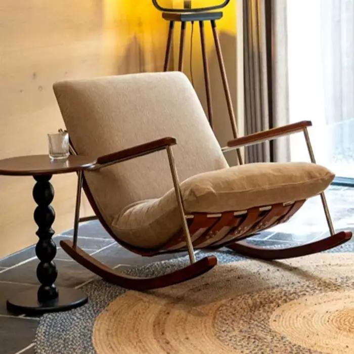 Chaise de balcon en bois avec dossier, design moderne, chaise de méditation, chaise à bascule esthétique, Poltrone Da Salotto, accessoires pour salon