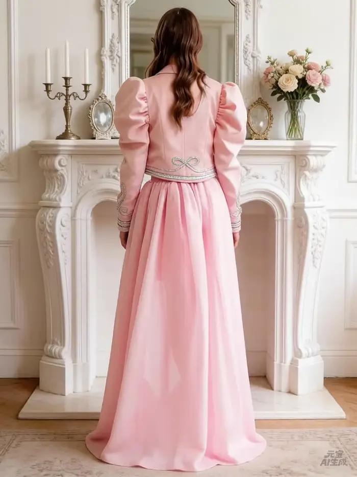 Jupe longue asymétrique rose pâle en tulle multicouche