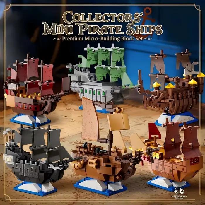 Blocs de construction de modèle de bateau pirate miniature à faire soi-même
