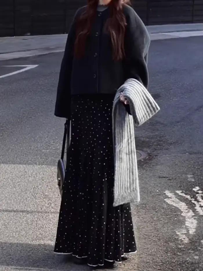 Jupe mi-longue rétro d'inspiration vintage pour femmes