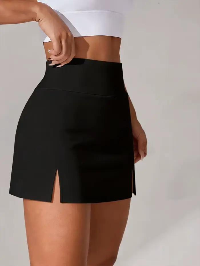 Jupes de yoga fendues sur le côté pour femmes, sexy, coupe ajustée, pour entraînement sportif, avec large ceinture, texture lisse, non transparentes, pour le fitness