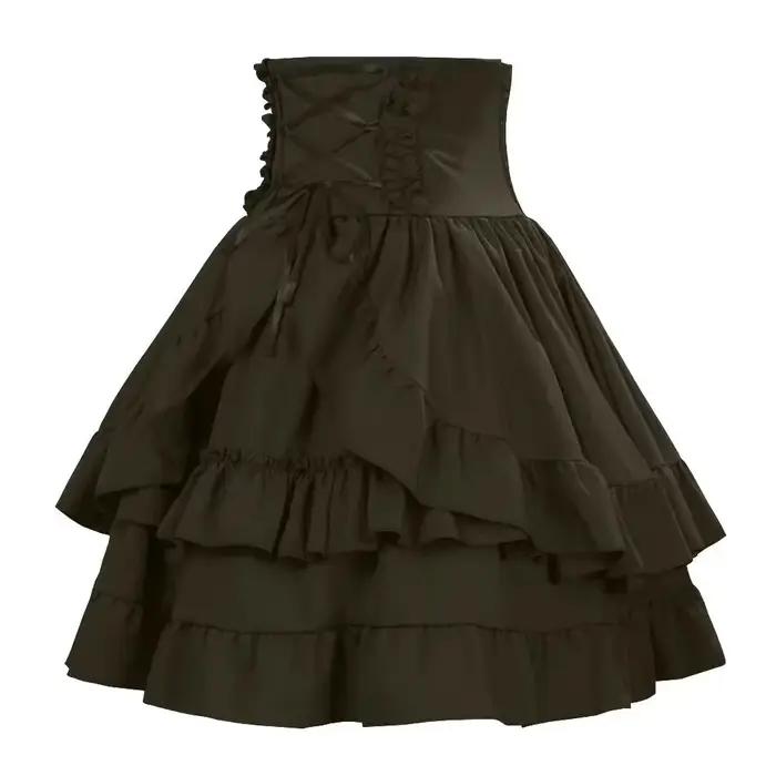 Jupe mi-longue vintage gothique Y2K Lolita pour femme