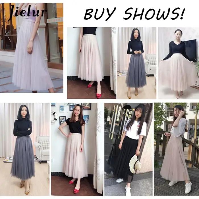 Jielur jupes femmes automne 3 couches princesse Tulle maille Jupe plissée Saia femme