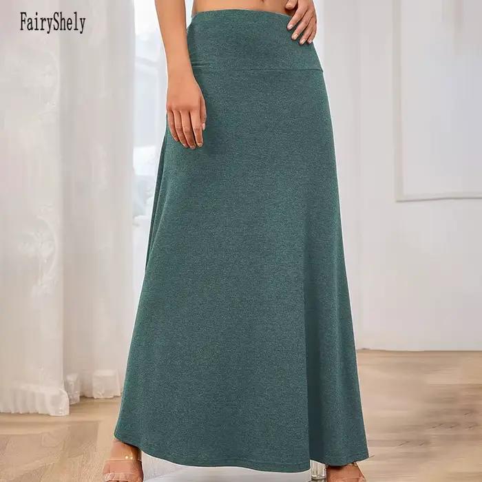 Jupe longue décontractée en tricot Fairyshely pour femme