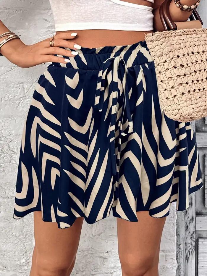 Jupe-short Bohème à Imprimé Géométrique Taille Haute pour Femme