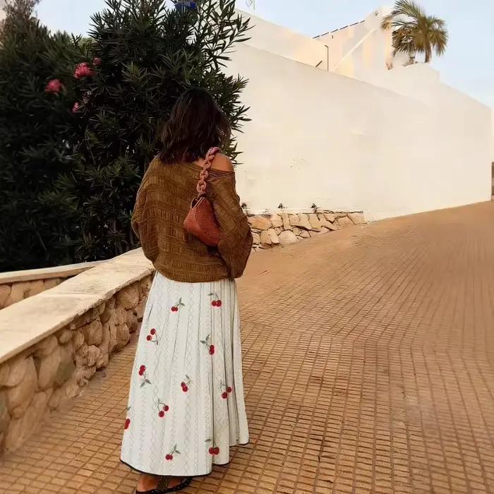 Jupe mi-longue taille haute printemps-été-automne 2026