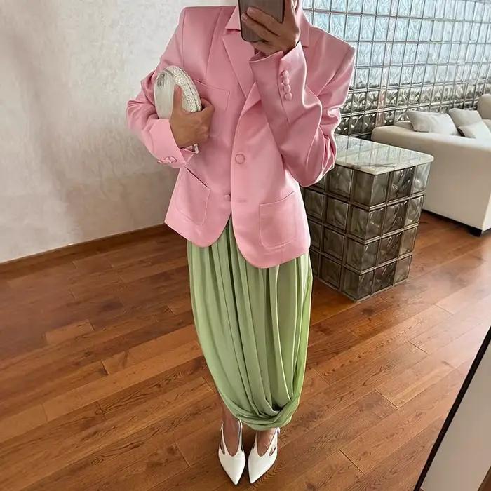 Jupe longue plissée drapée fendue Typhaland pour femme