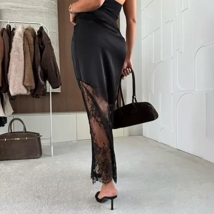 Jupe longue en dentelle taille haute style bohème polyvalente et sexy pour femmes occasions spéciales estivales et évènements festifs