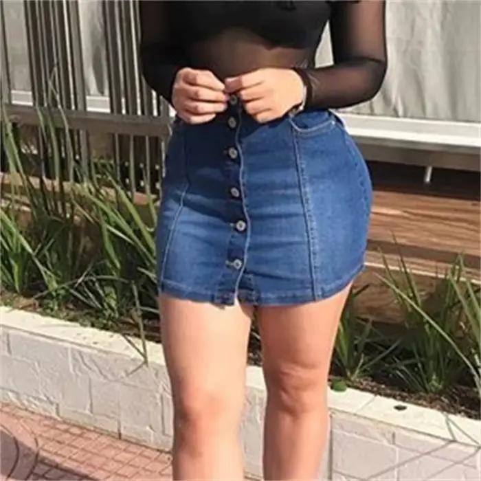 Jupe en jean moulante à taille haute pour femme