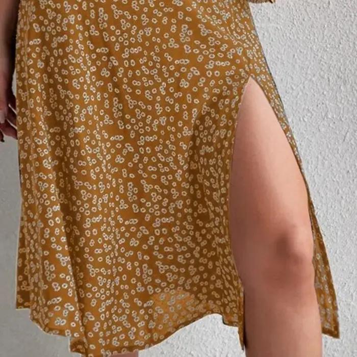 Jupe mi-longue taille haute à imprimé floral pour femmes