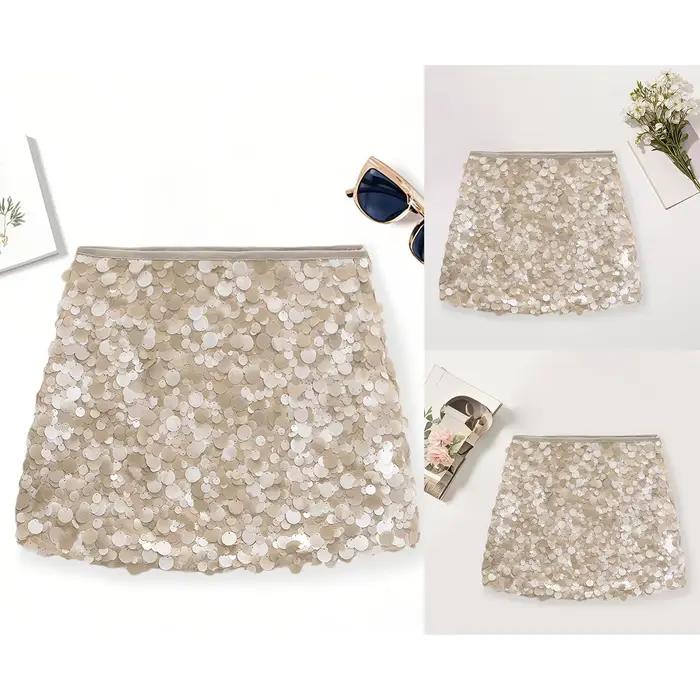 Mini jupe à paillettes Y2K pour femmes, silhouette cintrée, clubwear, soirée et plage été 2025