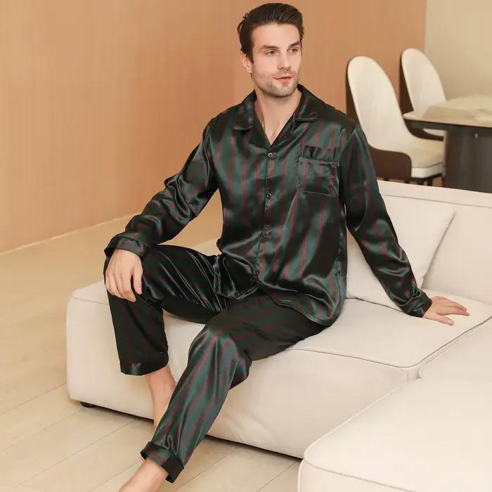 Pyjama à manches longues pour hommes beaux vêtements pour la maison cardigan fin décontracté vêtements de nuit été printemps automne