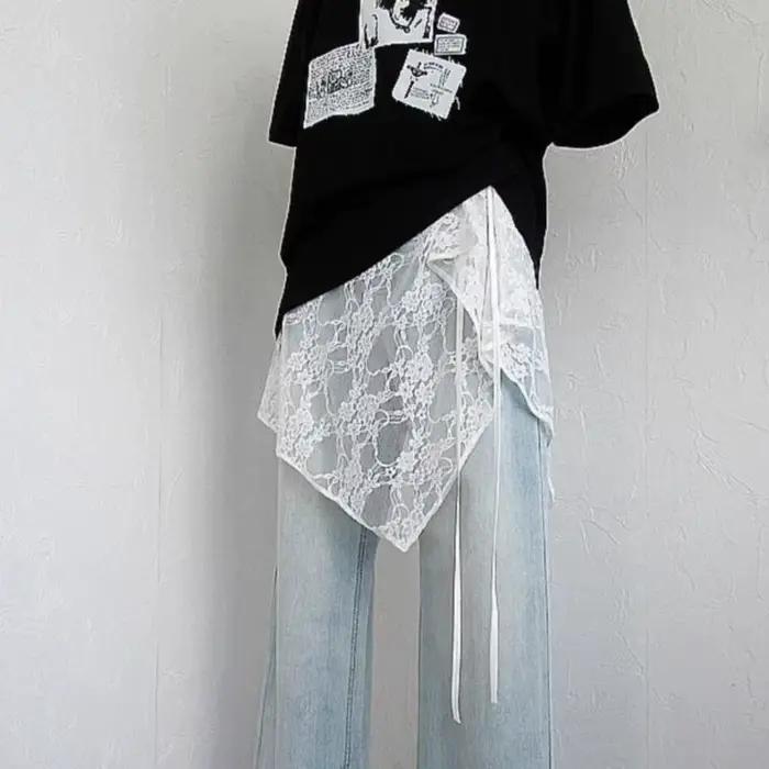 Jupe courte à lacets pour femmes, Design superposé, jupe portefeuille légère, tablier