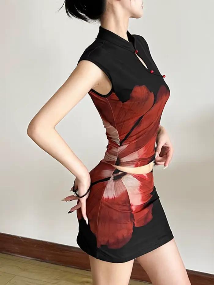 Ensemble De jupe à imprimé Floral pour femmes