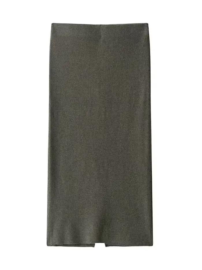 Ensemble jupe Cardigan tricoté à carreaux pour femmes