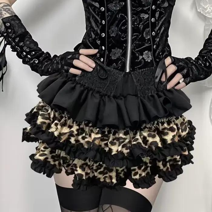 Y2K léopard Sexy jupe sous-culture femmes français Hotsweet Streetwear Patchwork Mini jupes haute rue douce mignonne