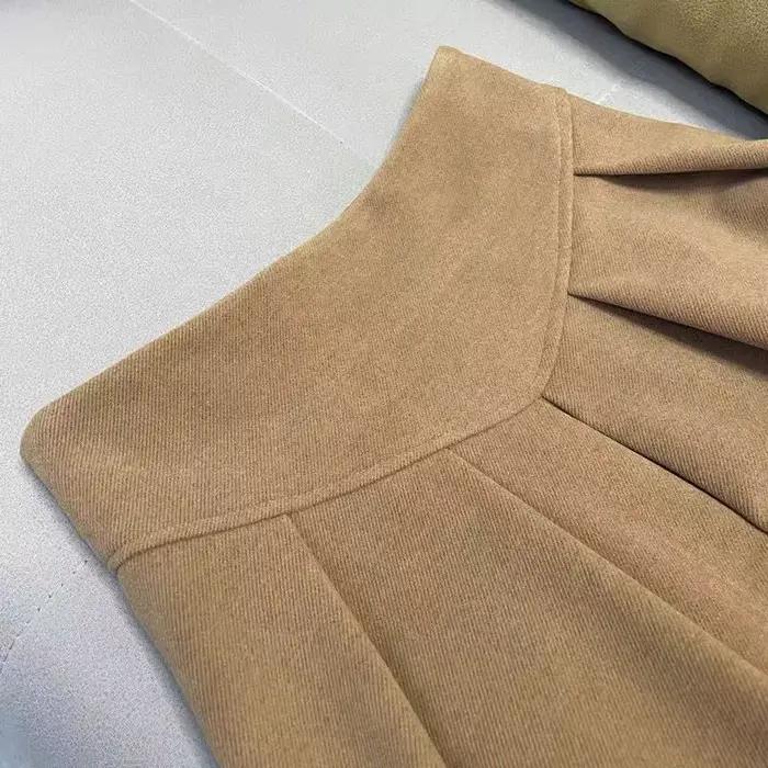 Jupe longue pour femmes automne et hiver taille haute plissée Patchwork mince