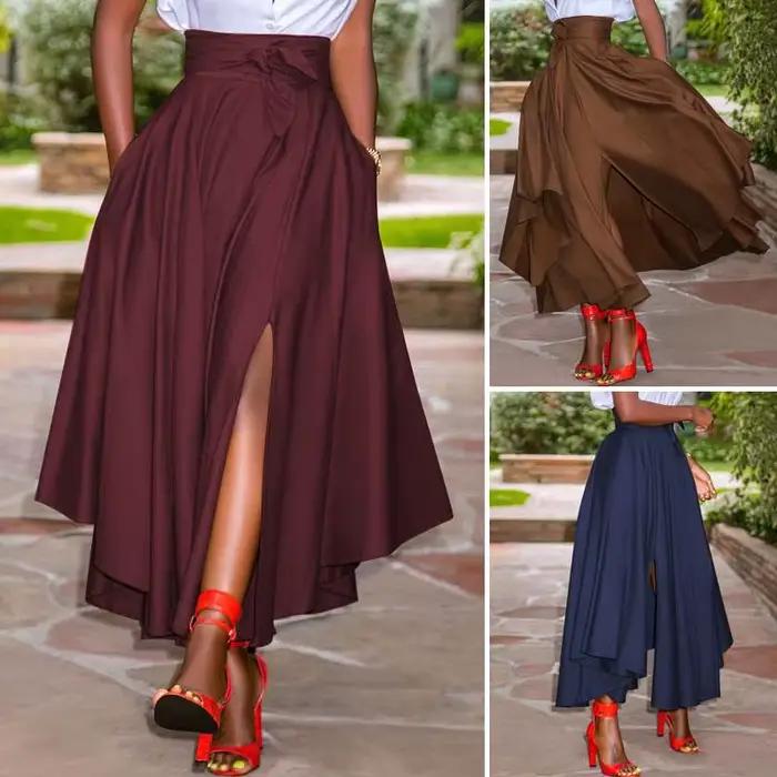 ZANZEA mode jupes irrégulières vacances fermeture éclair taille haute une ligne