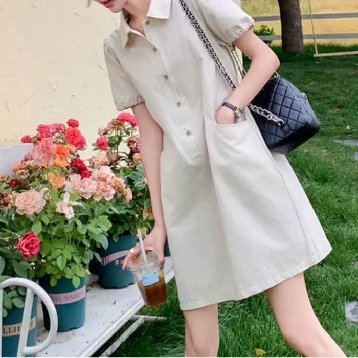 Jupe Polo pour Femme Été 2026 Nouveau Style Simple avec Cordon de Serrage à la Taille Robe Courte Ample