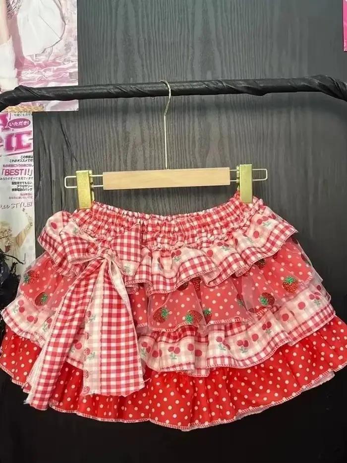 Nouvelle jupe mignonne à motif fraise pour femme