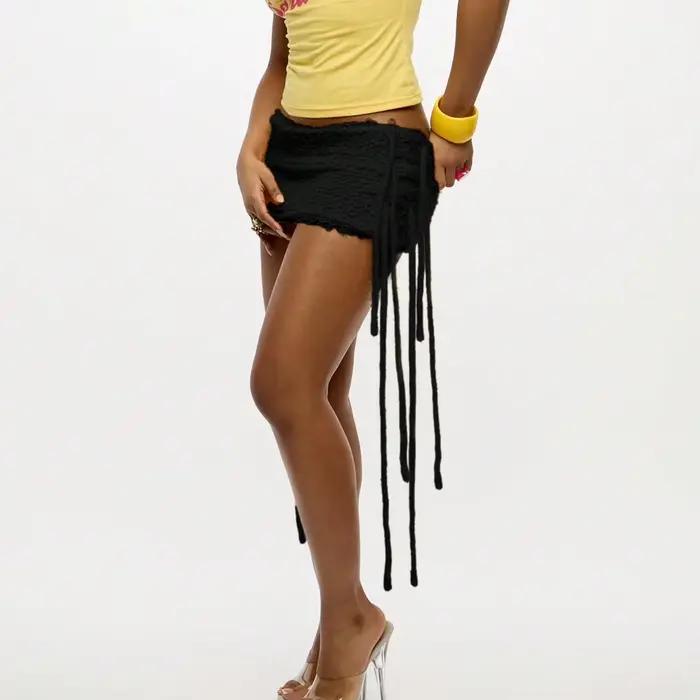 Mini-jupe Y2K en tricot duveteux sexy pour femme