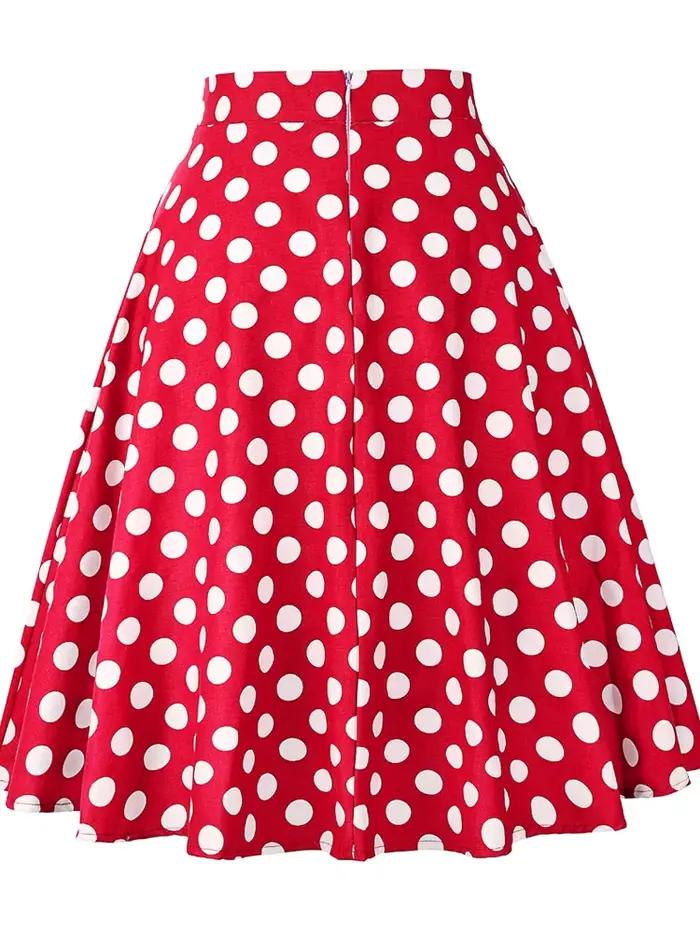 2025 été jupe Midi piste Vintage Rockabilly robe d'été rouge femmes Sexy Pinup 50S coton à pois motif patineuse Streetwear