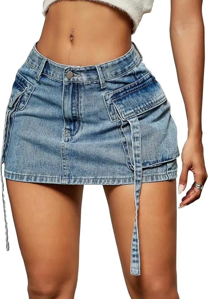 2026 nouvelle jupe Cargo femmes Y2k bouton Mini