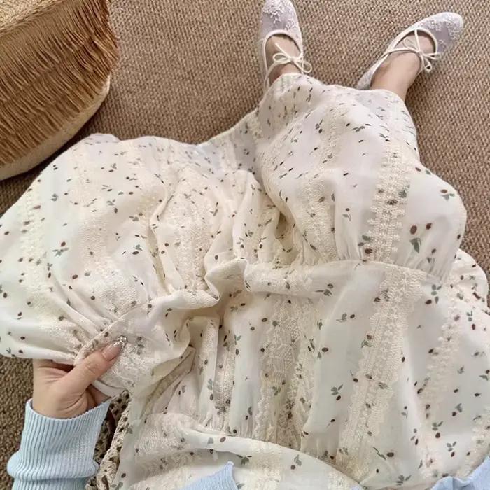 Jupe mi-longue à fleurs blanches, vêtements pour femmes printemps