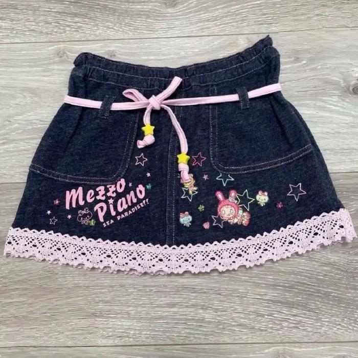 Jupes en jean vintage Kawaii Miss Tough pour filles, style décontracté, motifs animés, mini taille haute, adapté à toutes les saisons