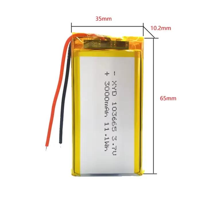 Grande capacité 3000mAh 103565 Batterie rechargeable au lithium polymère 3,7 V avec batterie ultra longue durée pour appareils intelligents/LED/bricolage