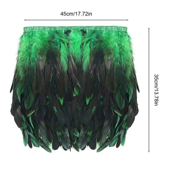 Mini-jupe élastique taille mi-haute en fausse plume pour femme