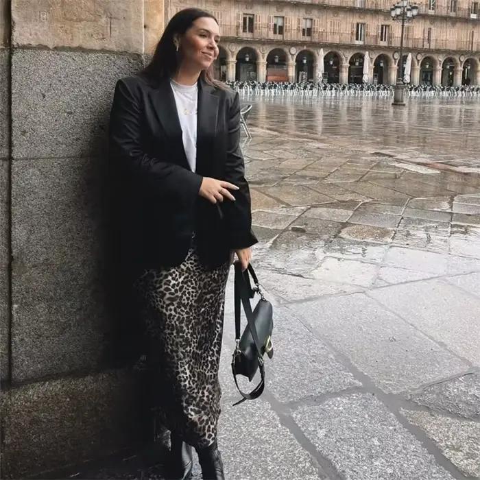 MUJER imprimé léopard Satin jupe femme nœud Vintage