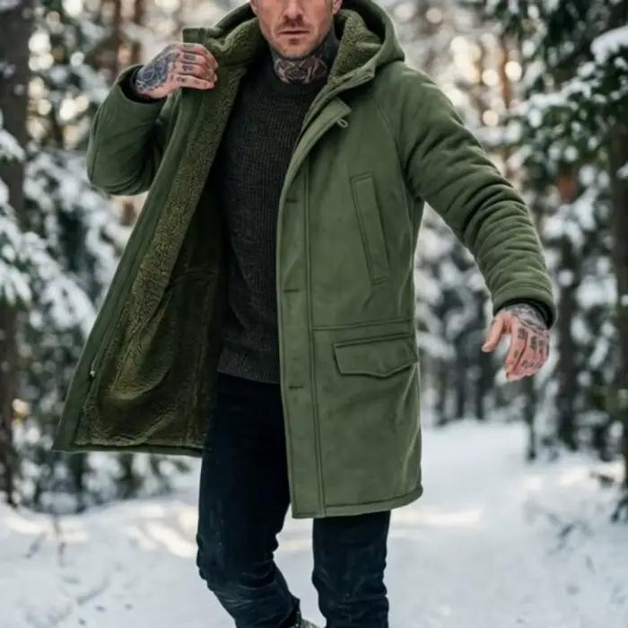 Veste polaire à capuche pour hommes, manteau doublé en fausse fourrure, coupe-vent d'extérieur, veste coupe-vent pour la chasse et la randonnée, nouvelle collection hiver