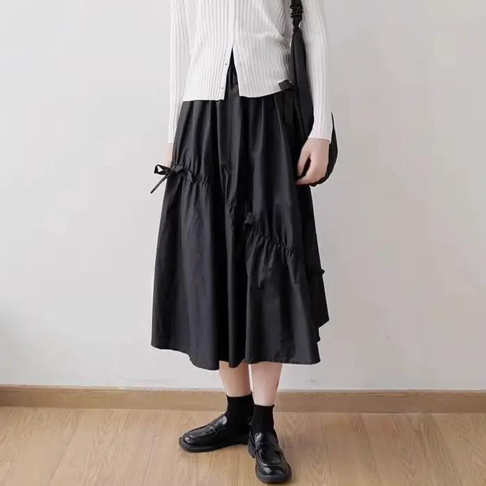 Jupe midi blanche à nœud papillon taille haute pour filles