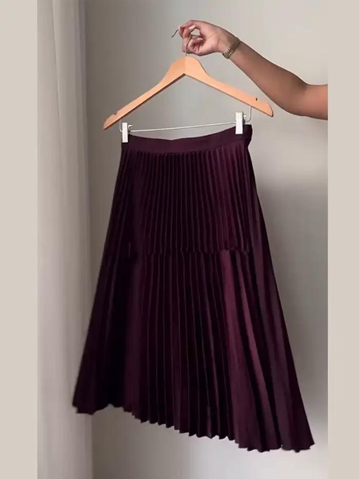 Femmes tricoté jupe ensemble vin rouge col en v sans manches Sllim gilet solide taille haute