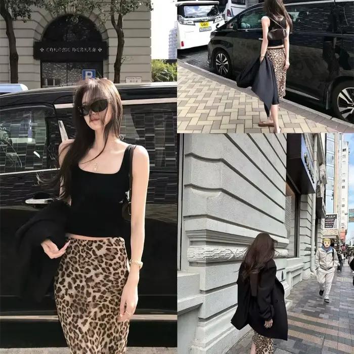Nouvelle jupe midi transparente à imprimé léopard pour femme