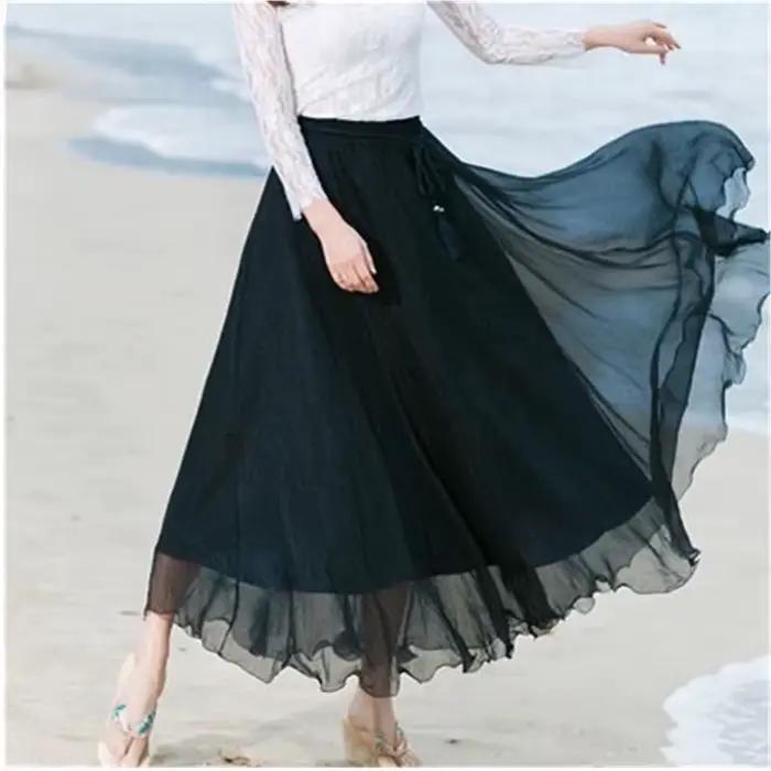 Robe de danse taille haute en mousseline de soie dorée pour femmes