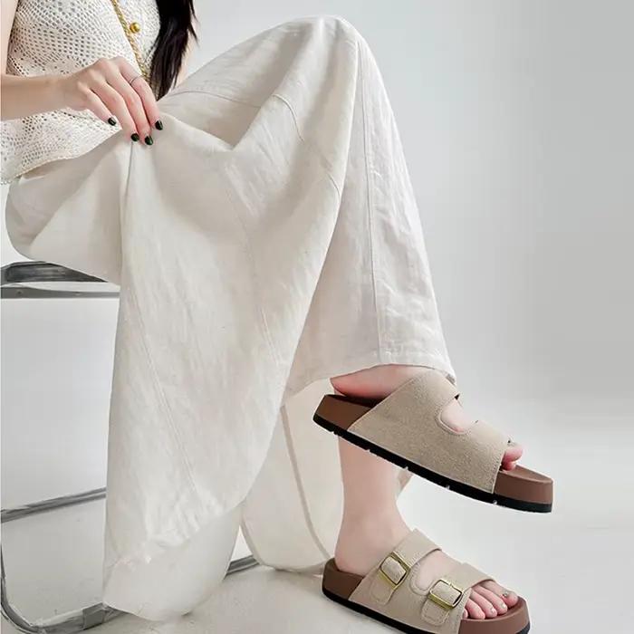 Nouvelles jupes longues décontractées japonaises en coton et lin pour femme