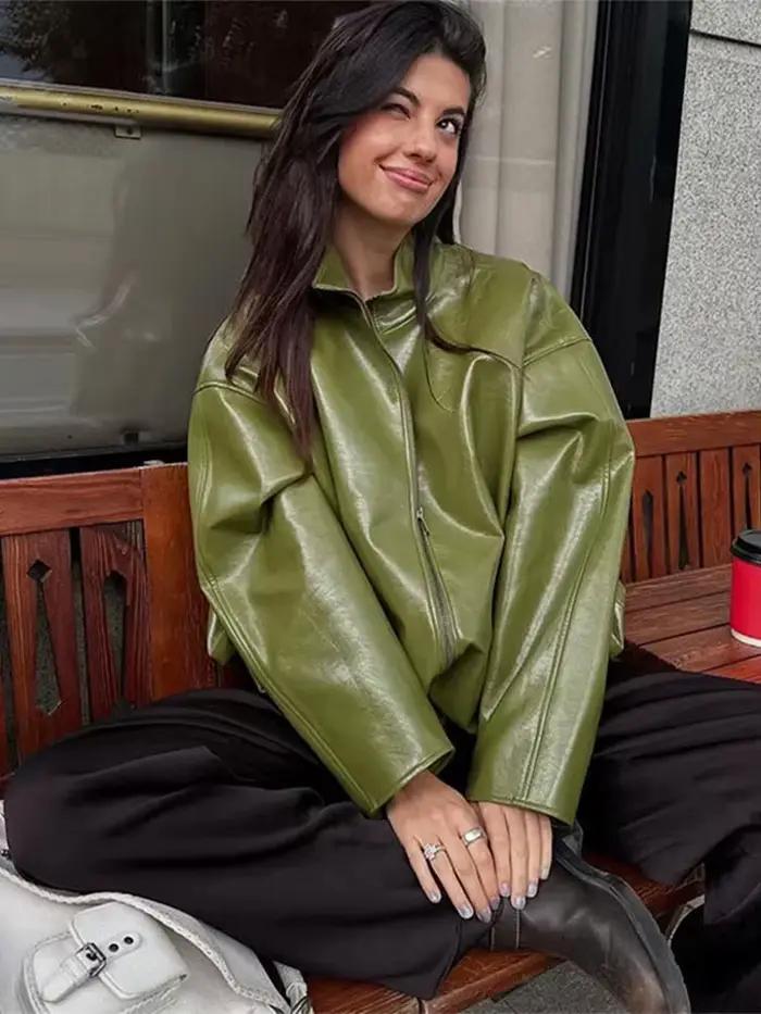 Ensemble de veste en cuir et jupe pour femmes, high street printemps et automne, polyester robuste, fermeture éclair, taille haute, mi-mollet, couleurs variées, confortable et élégant