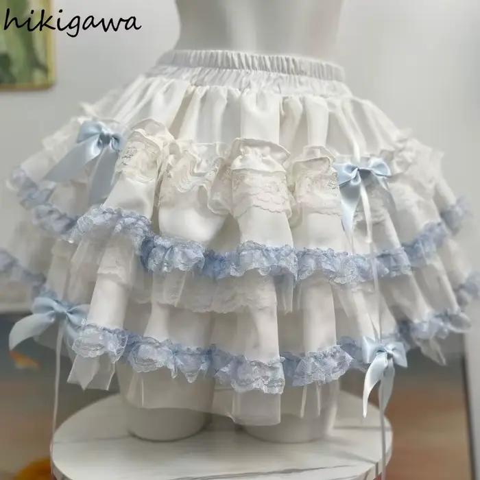 2025 Faldas Mujer De Moda jupes pour femmes Patchwork dentelle douce Jupe mode a-ligne japonaise Saia Lolita Style