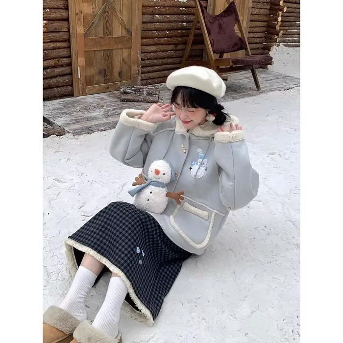 Jupe à carreaux noire de style japonais pour femme