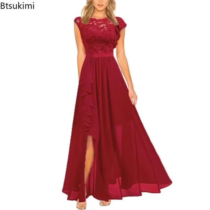 Robe Maxi Élégante Taille Haute Btsukimi En Mousseline de Soie Pour Femmes Occasions Spéciales Soirées Galas Mariages