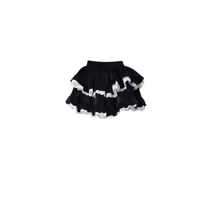 Jupe à volants double couche taille haute en dentelle, style ballet, nouvelle collection été 2026, design tendance
