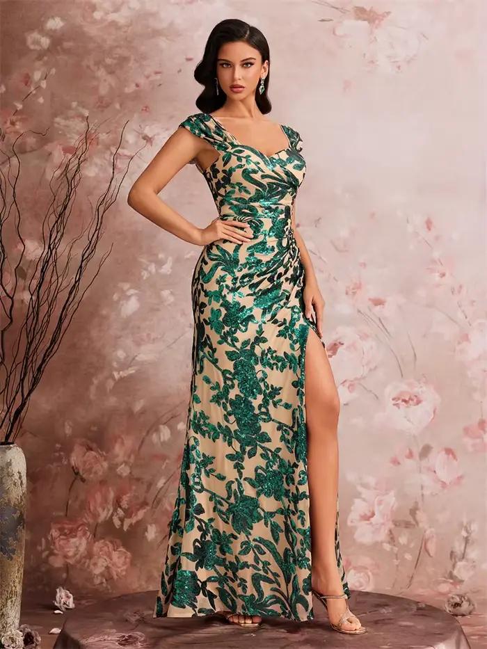 Robes de soirée élégantes fendues pour femmes, longues, style sirène, formelles, à sequins, sexy, dos nu, pour cocktail, mariage, fête, remise de diplôme