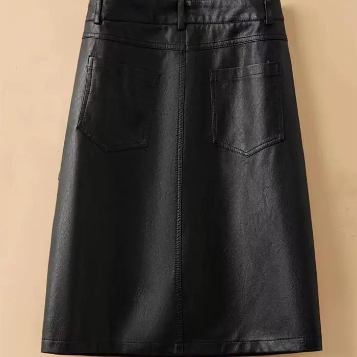 Printemps automne hiver jupe en cuir femmes nouvelle mode noir marron taille haute PU a-ligne jupes grande